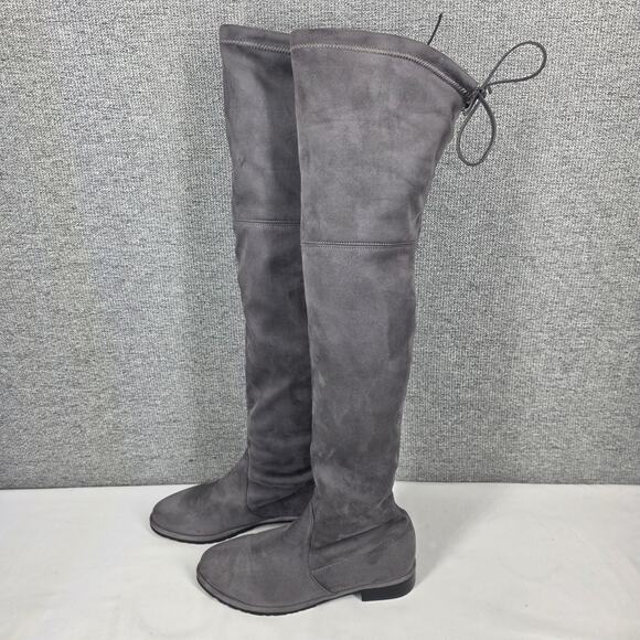 STUART WEITZMAN LOWLAND GRAY SUEDE OTK BOOTS SIZE 37 – RUSSELL & BROMLEY COLLAB - Picture 2 of 13